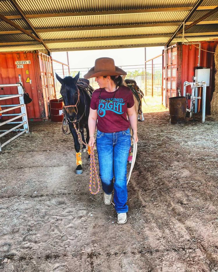 LADIES LOGO TEE TURQUOISE/BURGIE