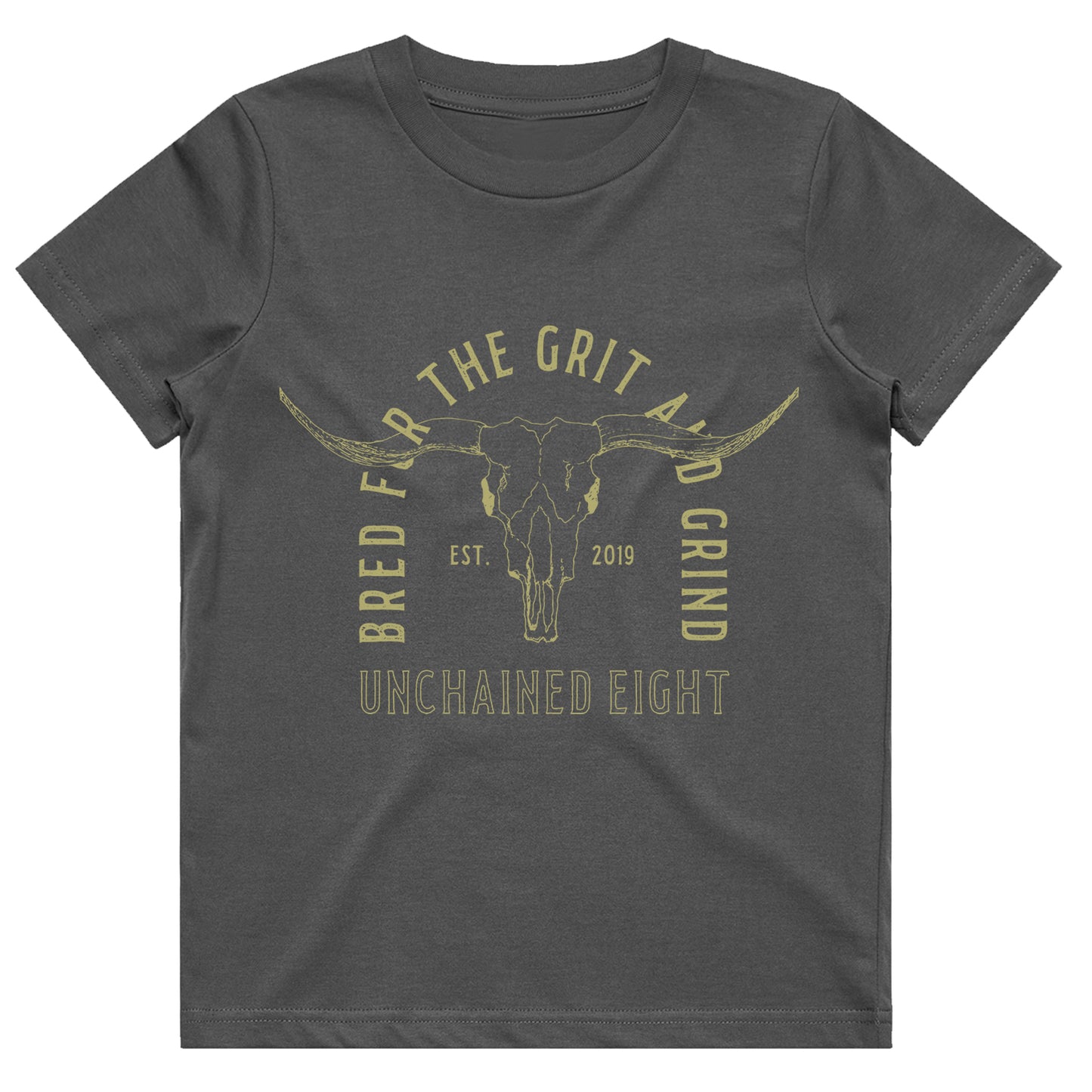 UNISEX GREY BRED TO GRIT & GRIND TEE