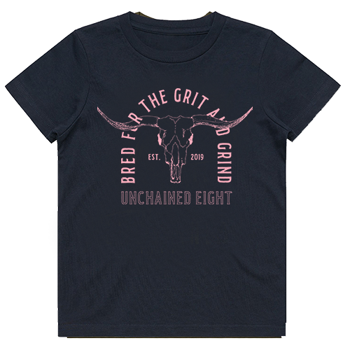 YOUTH GRIT & GRIND TEE - NAVY/PINK